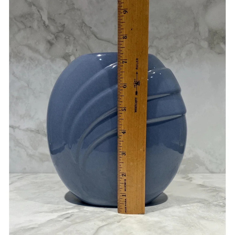 Vtg Haeger 1980s Art Deco Revival Pleated Draped Circular Ceramic Vase 7.5